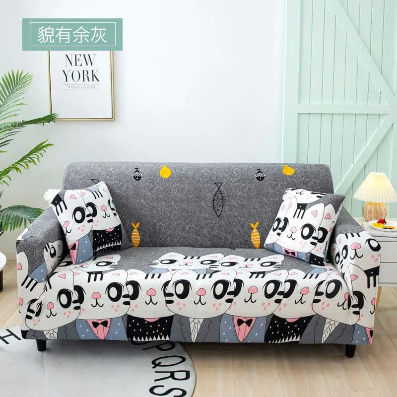 image-Elastic Three Seater Sofa Cover European Style Dustproof Protective Cover