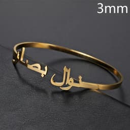 image-Kcaco Customized Letter Name Bracelet Personalized Arabic Name Adjustable Bangles Women Men Stainless Steel Kids Cuff Gift