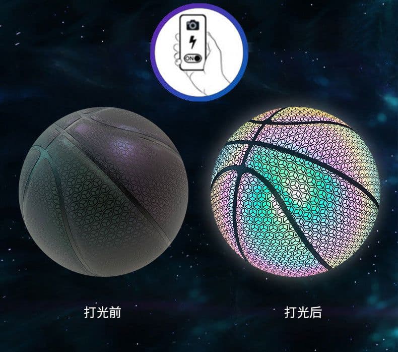 image-Reflective Basketball Shoes - Outdoor/Indoor Wear-Resistant PU Cool Glow Vibrato Adults