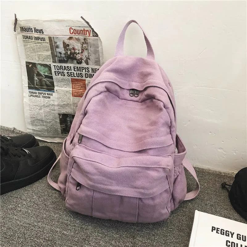 image-Schoolbag female ins Hong Kong Fengsen retro old college student backpack female European and American fashion washed rucksack