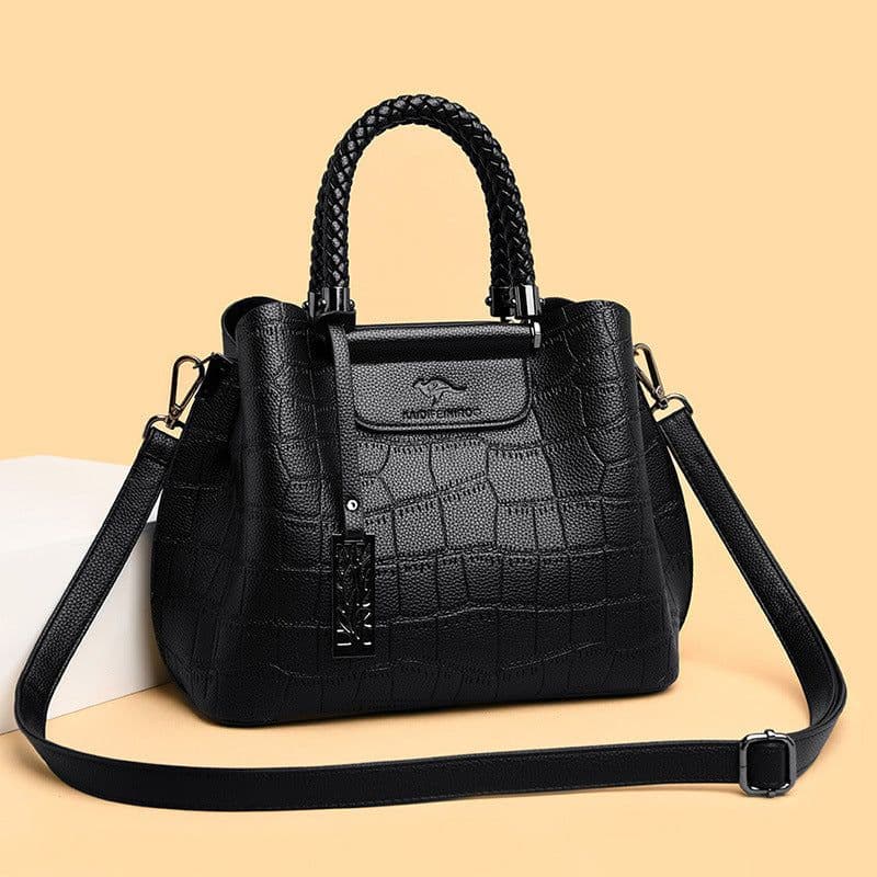 image-Women's Large-Capacity PU Messenger Bag - Red Zipper Street Style