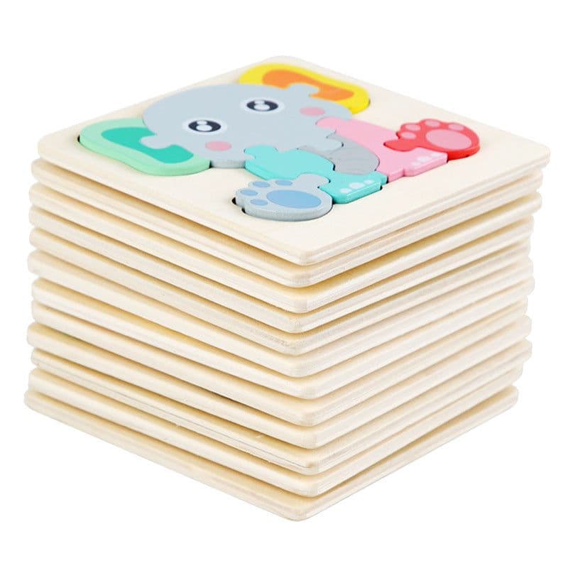 image-Wooden Geometric Puzzle Blocks - Ages 1-3