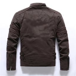 image-Men's PU Leather Jacket - Slim Fit Vintage Black