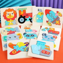 image-Wooden Geometric Puzzle Blocks - Ages 1-3