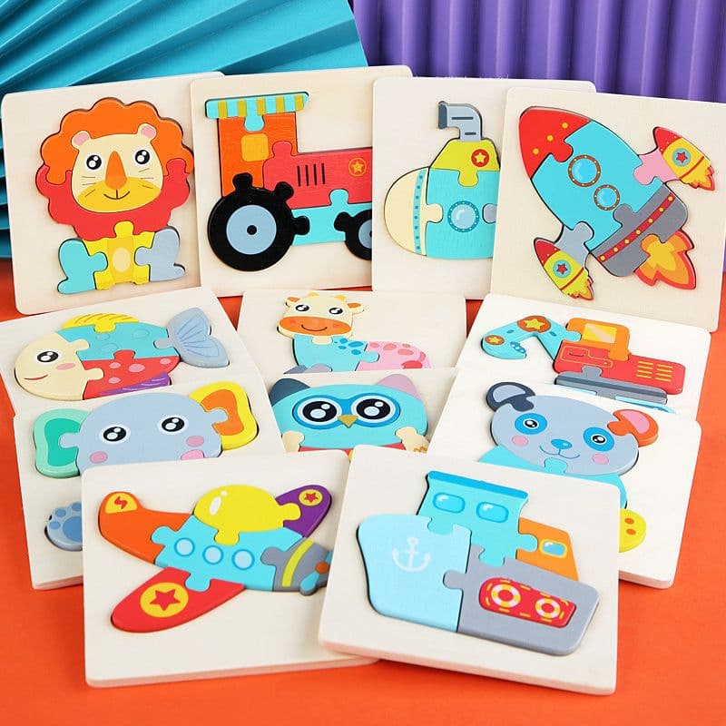 image-Wooden Geometric Puzzle Blocks - Ages 1-3