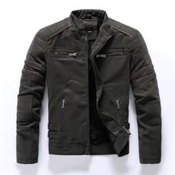 image-Men's PU Leather Jacket - Slim Fit Vintage Black