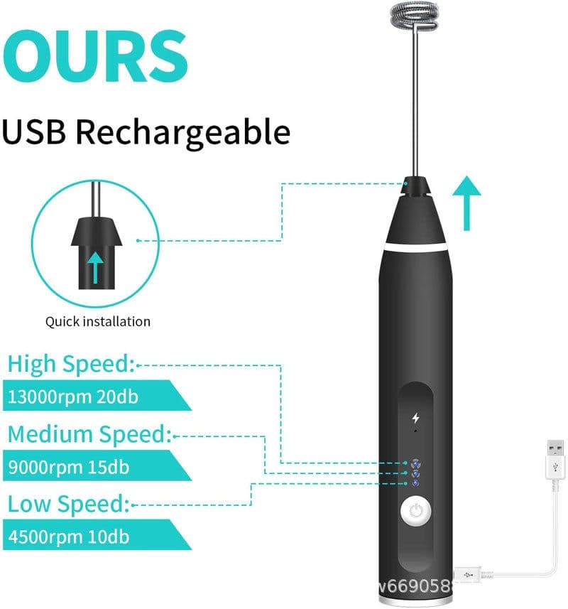 image-Handheld USB Electric Milk Frother - Baking Whisk Mixer
