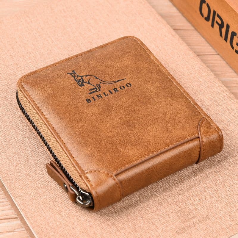 image-Binli Kangaroo Coin Purse - Anti-Theft Card Wallet - PU Leather - Zipper