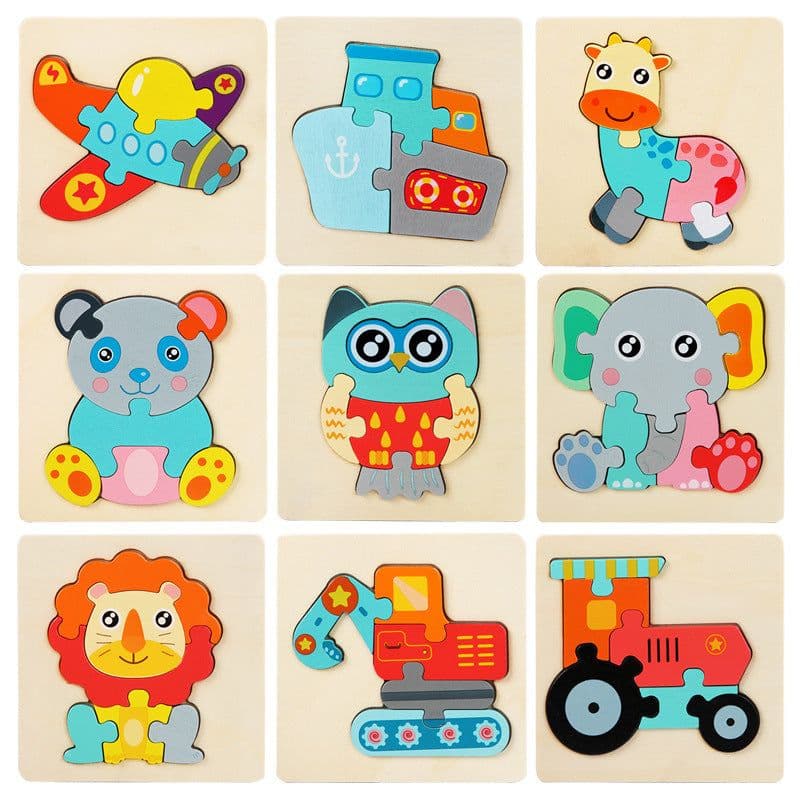 image-Wooden Geometric Puzzle Blocks - Ages 1-3