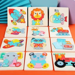 image-Wooden Geometric Puzzle Blocks - Ages 1-3