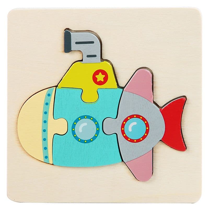 image-Wooden Geometric Puzzle Blocks - Ages 1-3