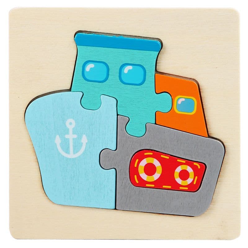 image-Wooden Geometric Puzzle Blocks - Ages 1-3