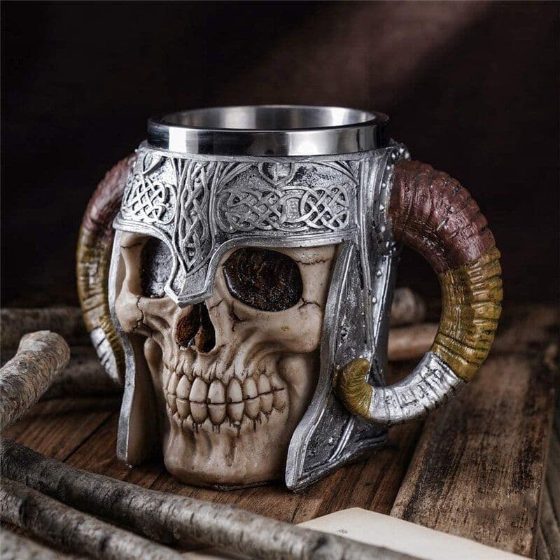 image-Tall Skull Helmet Cup Halloween Stainless Steel Inner Water Cup