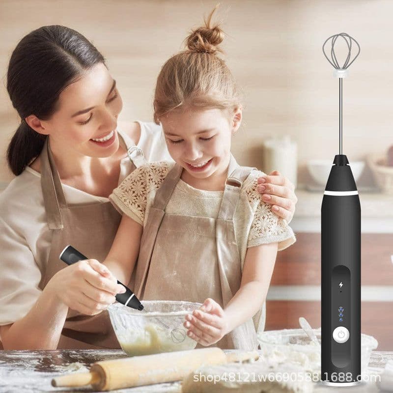 image-Handheld USB Electric Milk Frother - Baking Whisk Mixer