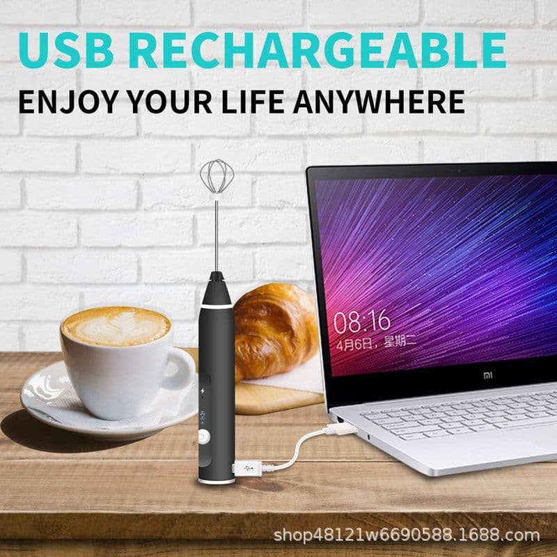 image-Handheld USB Electric Milk Frother - Baking Whisk Mixer