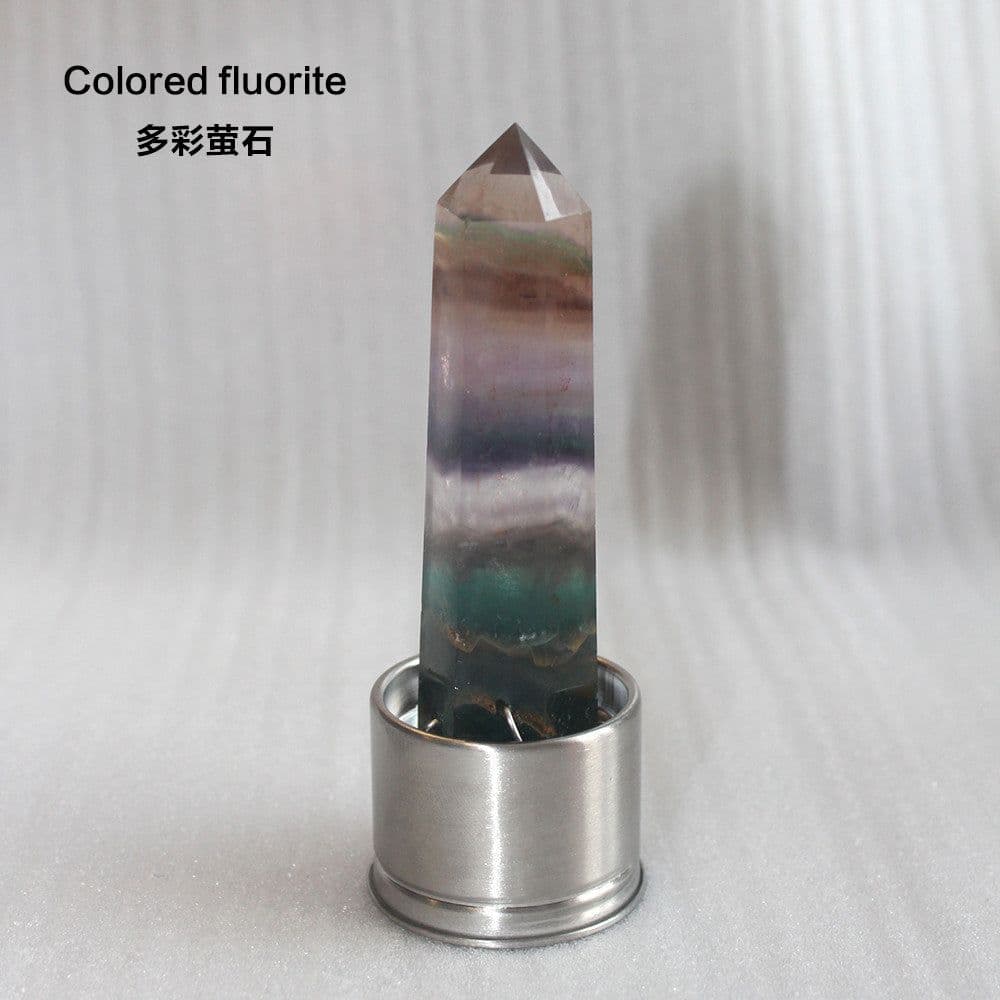 image-Natural Crystal Column Stone Quartz of Various Materials Magic wand heals energy stone point water cup bottel Ornament replace
