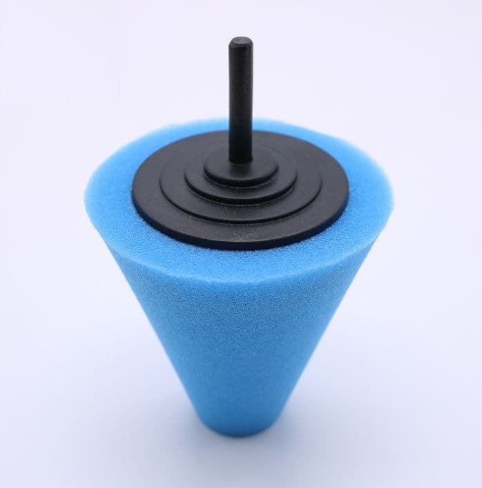 image-Car wheel polishing disc detail polishing wheel in the net steel ring polishing sponge plate with 6MM handle cone sponge wheel