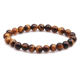 image-Natural Stone Beads Black Lava Rock Stone White Stretch Charm Strand Bracelet
