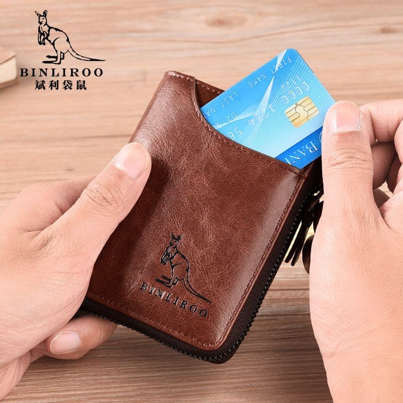 image-Binli Kangaroo Coin Purse - Anti-Theft Card Wallet - PU Leather - Zipper
