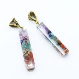 image-Orgonite chakela necklace, crystal semi-precious stone gravel, meditation seven chakra pendant