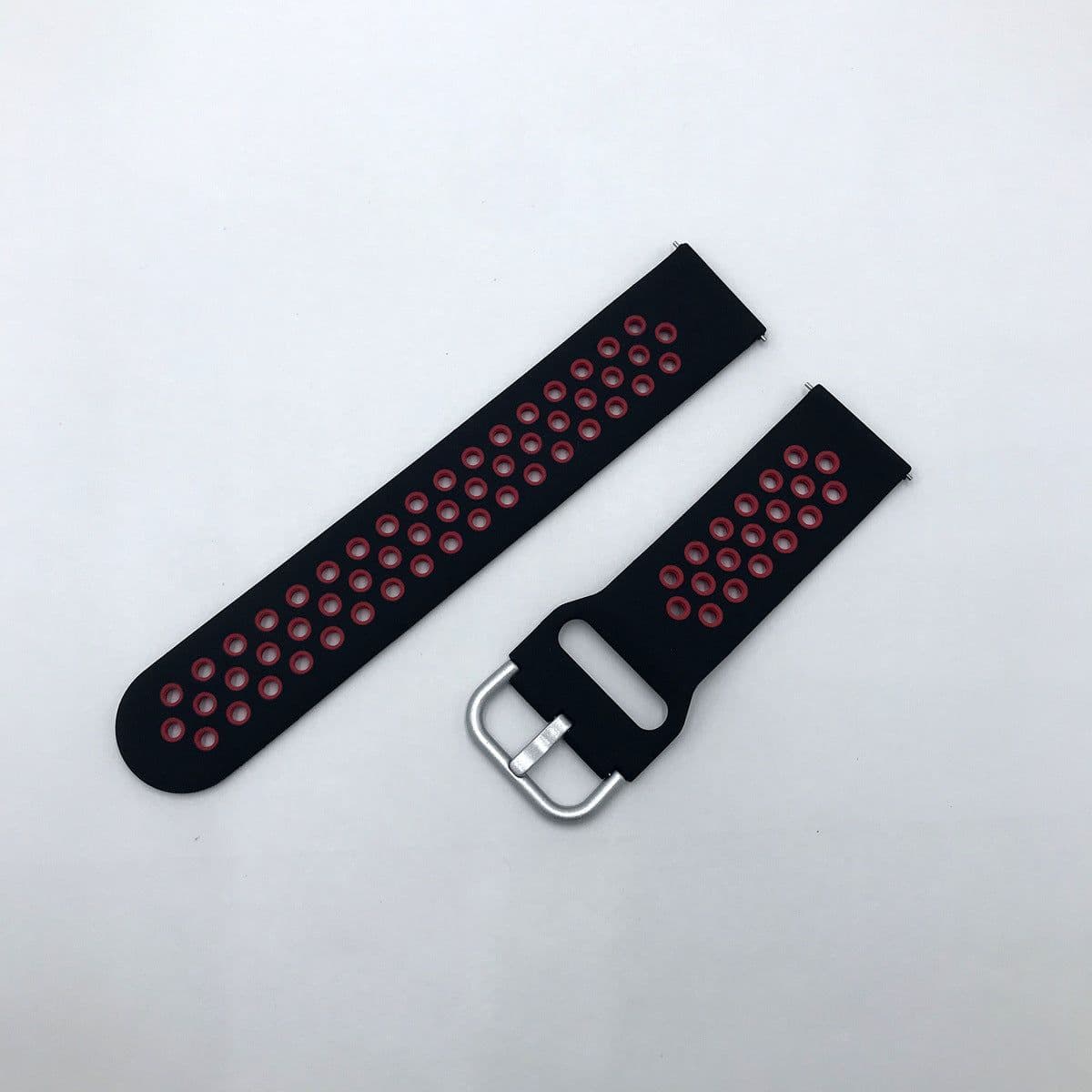 image-Samsung Huawei Silicone Watch Strap 20/22mm Black Red