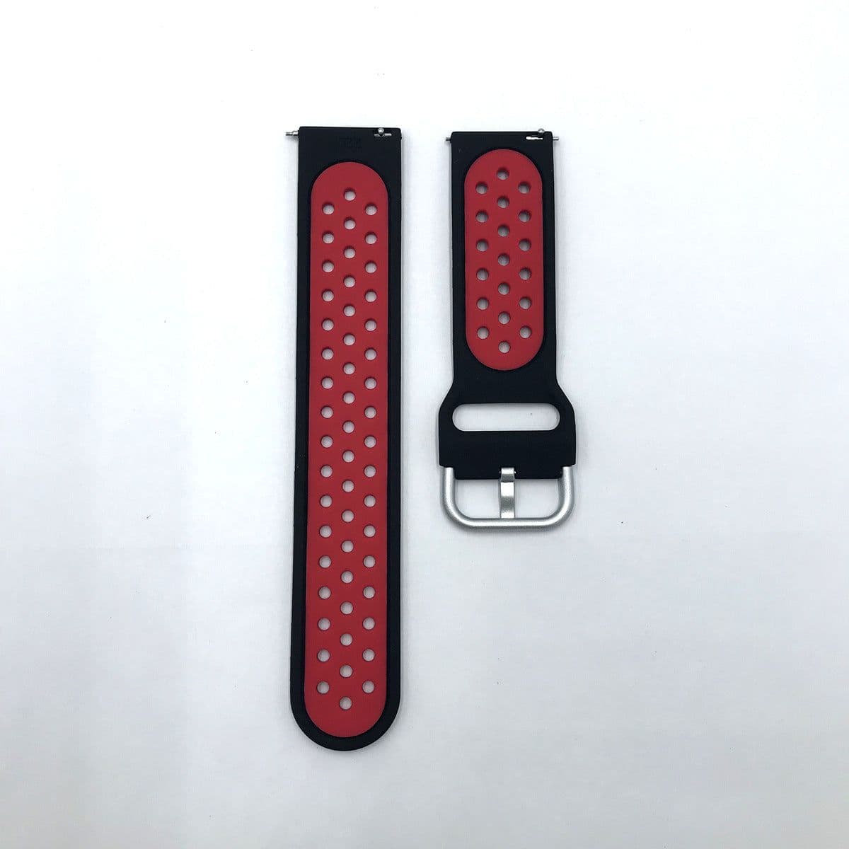 image-Samsung Huawei Silicone Watch Strap 20/22mm Black Red