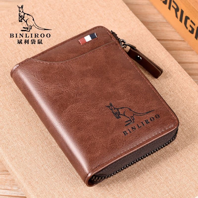 image-Binli Kangaroo Coin Purse - Anti-Theft Card Wallet - PU Leather - Zipper