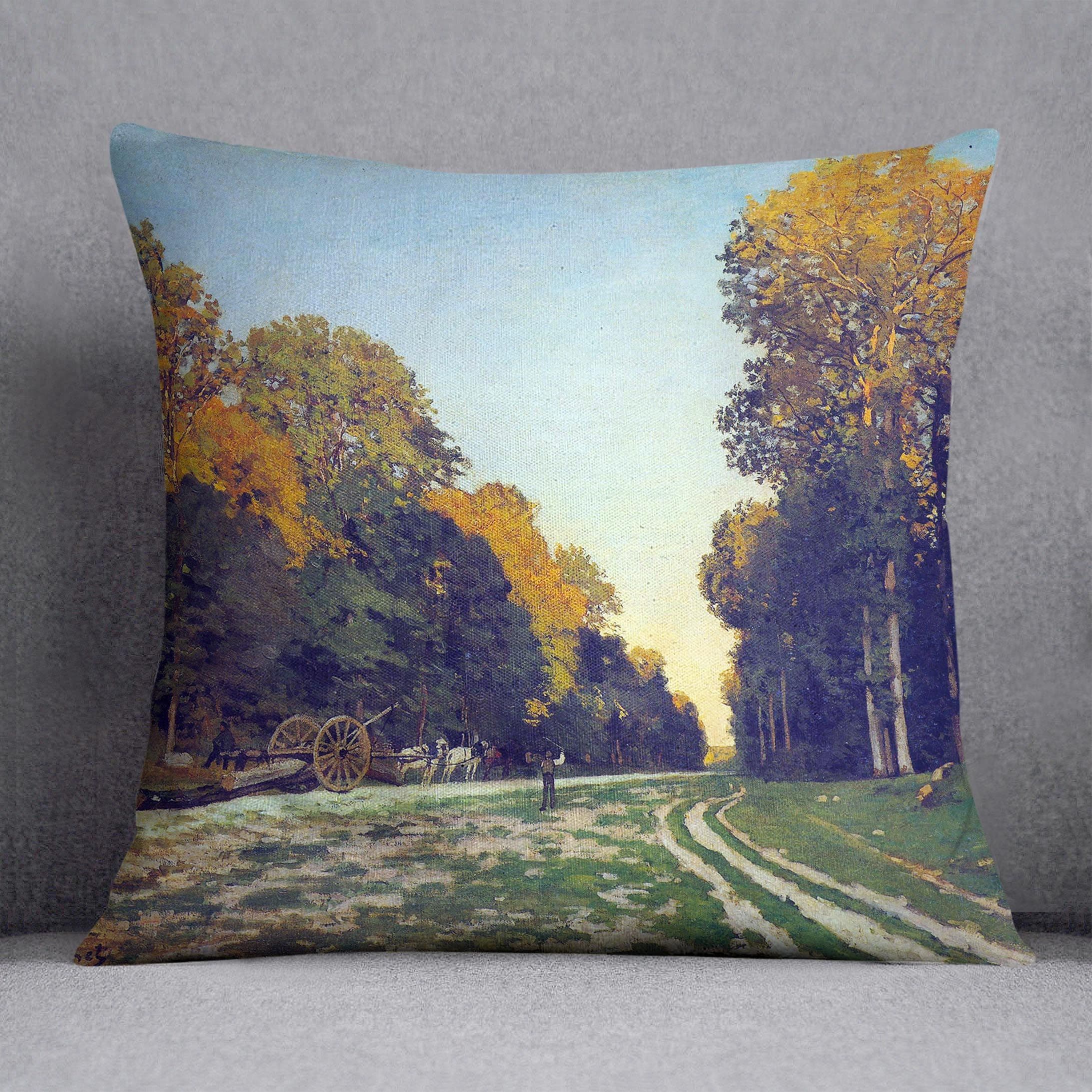 image-The road from Chailly to Fontainebleau by Monet Cushion