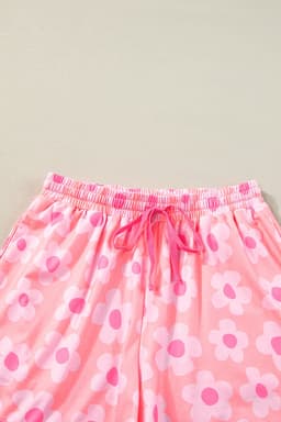 image-Green Flower Print Short Sleeve Pajamas Set