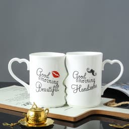 image-2pcs Kissing Ceramic Couple Mugs