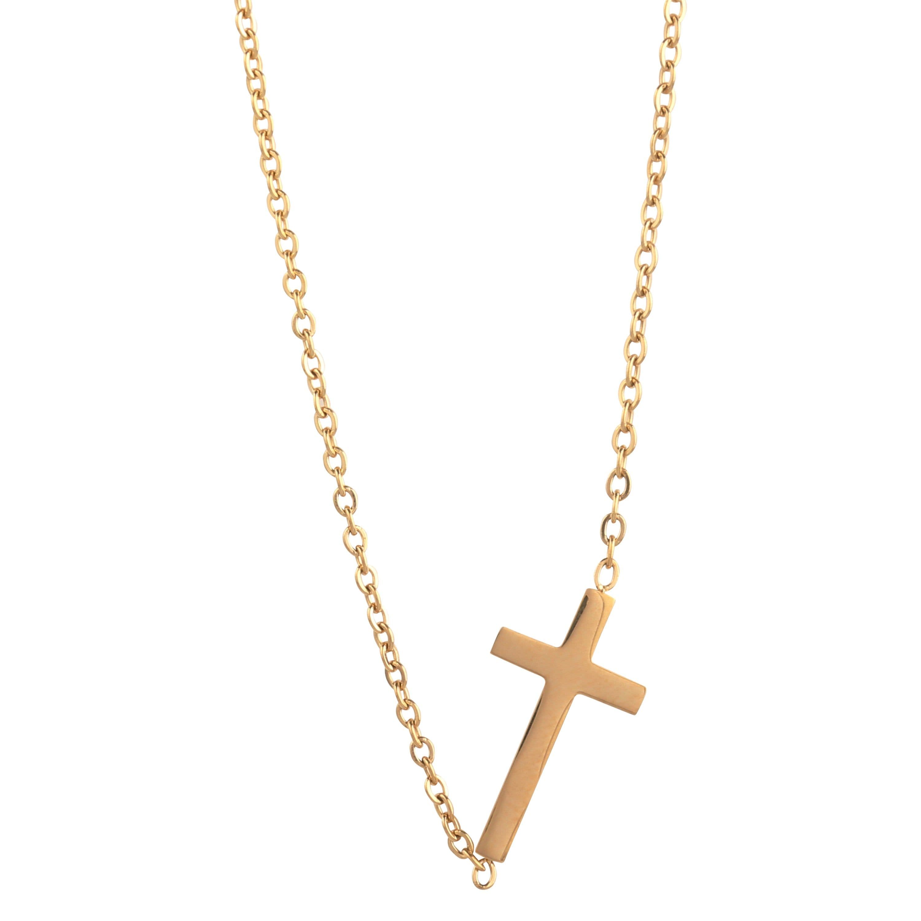 image-14K gold necklace | Gold Plated Cross Pendant Necklace