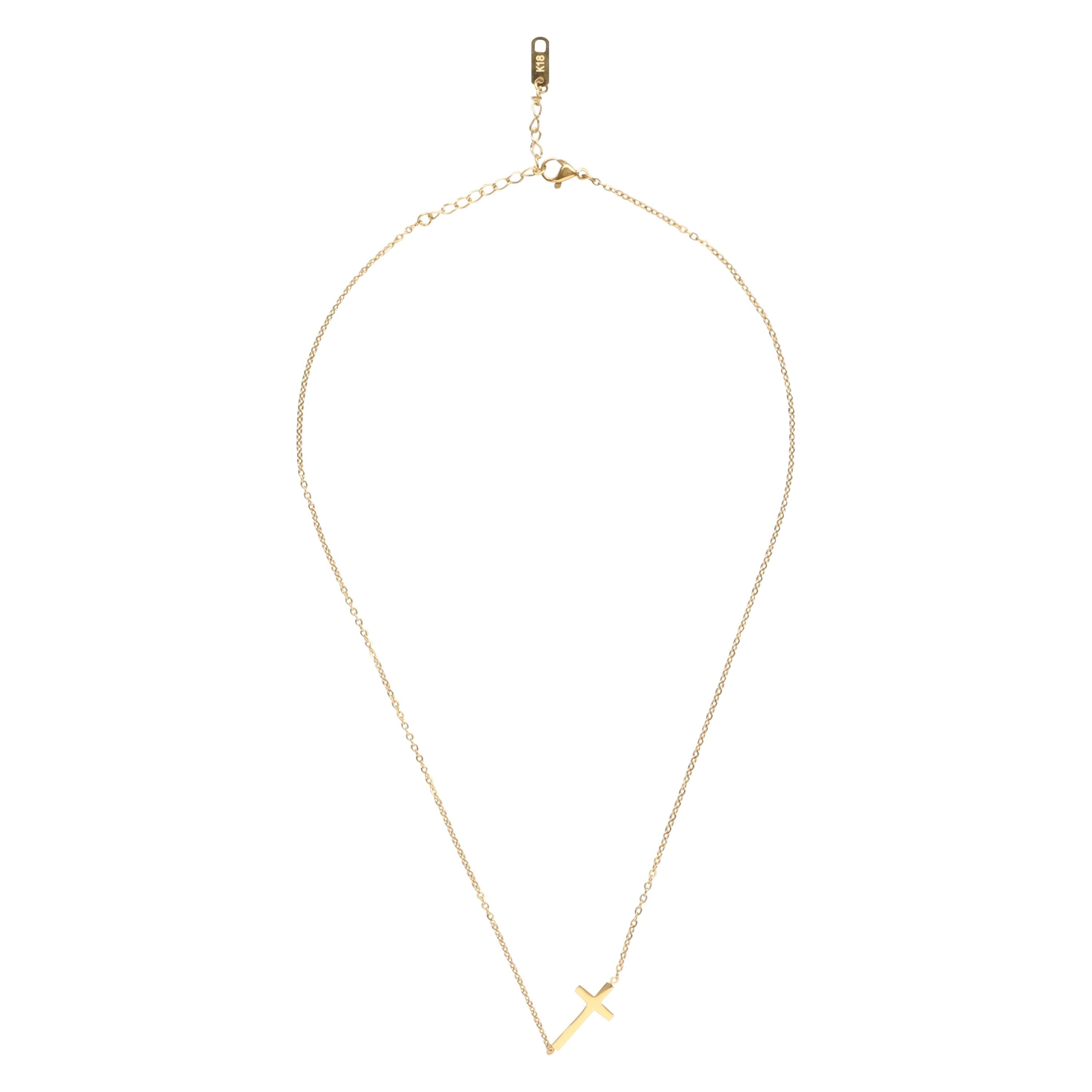 image-14K gold necklace | Gold Plated Cross Pendant Necklace