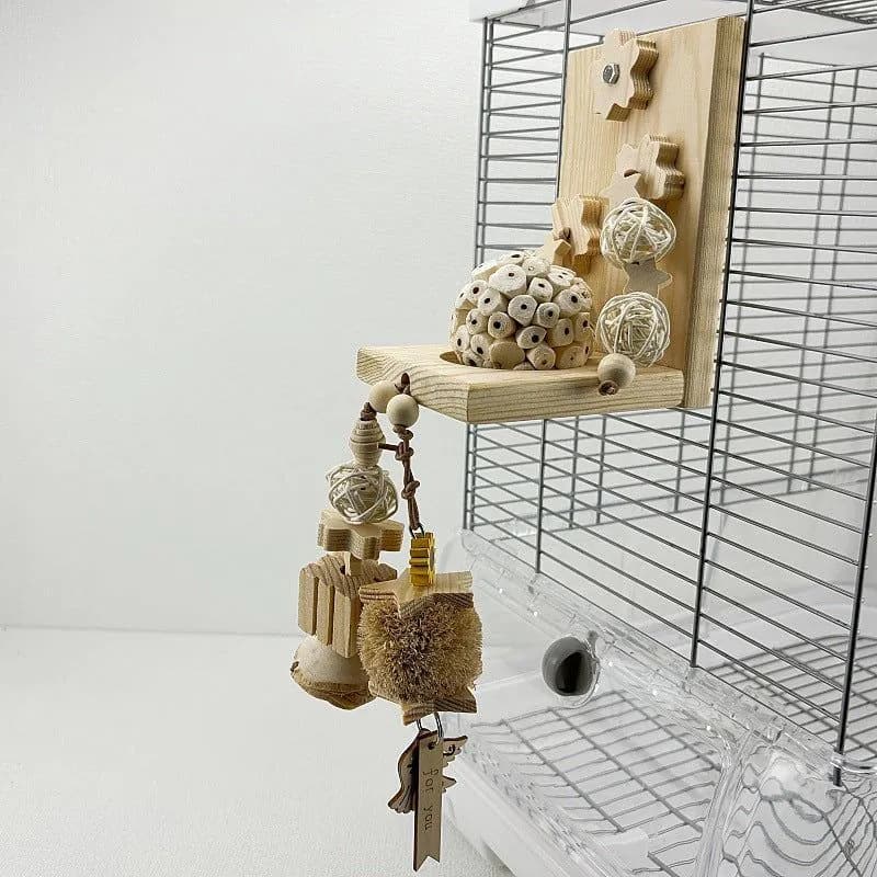 image-Parrot Natural Ricepaperplant Pith Ball Safety Plant Gnawing Molar Toy