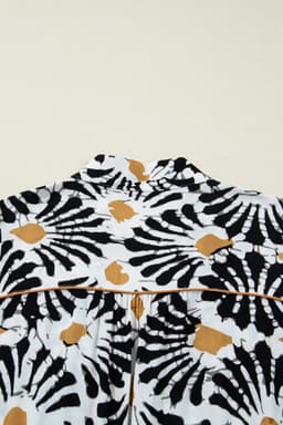 image-Black Abstract Floral Long Dress - V Neck Sleeves