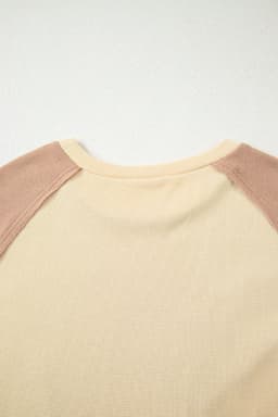image-Light French Beige Leopard Star Color Block Patchwork Textured Baggy Sweatshirt