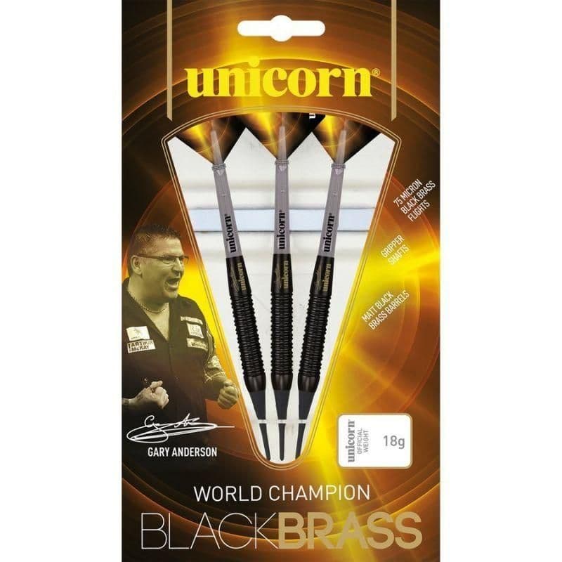 image-Unicorn Black Brass soft tip darts - Gary Anderson 16g: 23661 | 18g: 23662