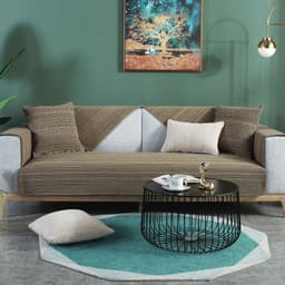 image-Chinese Solid Color Sofa Cushion Cover - Sesame Coffee, Polyester, Universal Size
