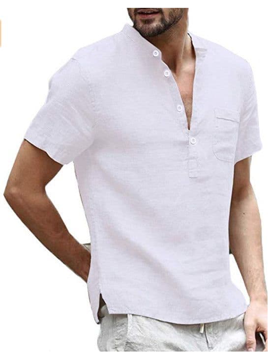 image-Men's Linen Shirt - Dark Blue, XXXL, Casual, Cotton Linen