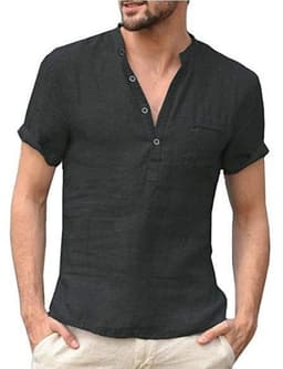 image-Men's Linen Shirt - Dark Blue, XXXL, Casual, Cotton Linen