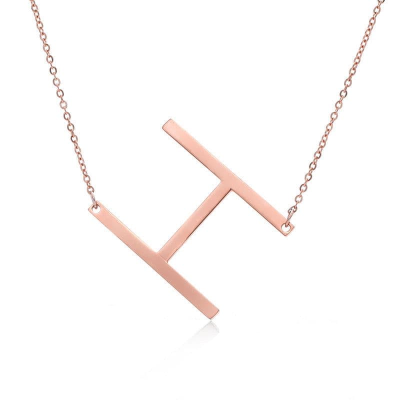 image-Fabulous Rose Gold Plated Stainless Steel Initial Letter Pendant Necklace
