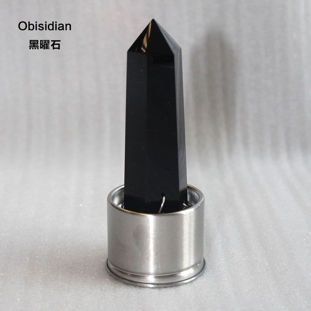 image-Natural Crystal Column Stone Quartz of Various Materials Magic wand heals energy stone point water cup bottel Ornament replace