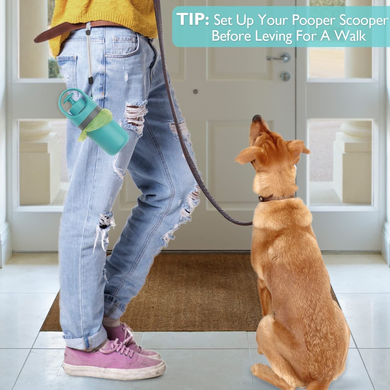 image-Portable Dog Poop Scooper, Sanitary Dog Waste Picker Upper With Bag Dispenser, Convenient Pet Waste Cleaner For Dog Walkers, Attachable To Dog Leash, Harness Or Waist