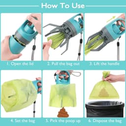 image-Portable Dog Poop Scooper, Sanitary Dog Waste Picker Upper With Bag Dispenser, Convenient Pet Waste Cleaner For Dog Walkers, Attachable To Dog Leash, Harness Or Waist