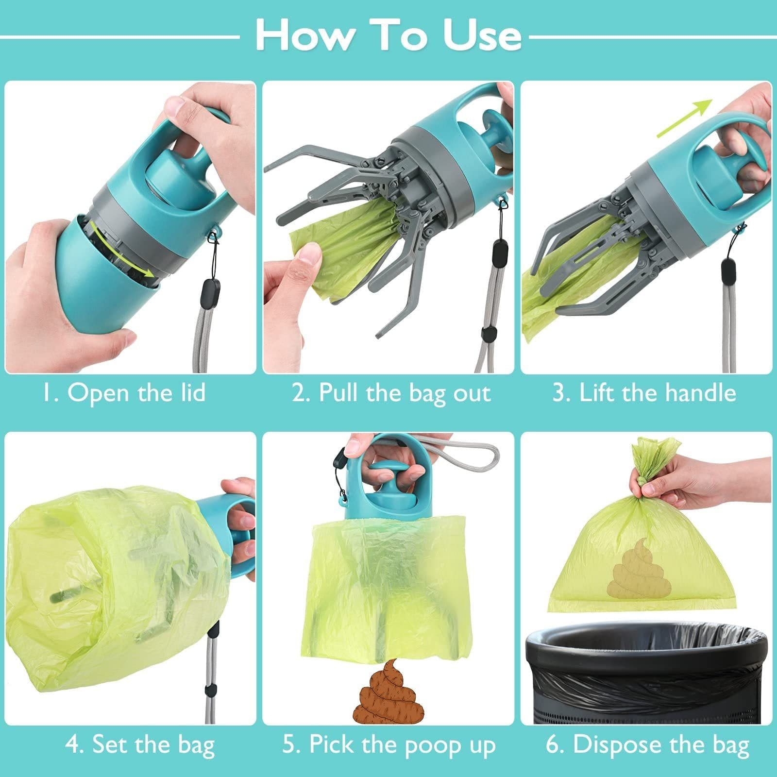 image-Portable Dog Poop Scooper, Sanitary Dog Waste Picker Upper With Bag Dispenser, Convenient Pet Waste Cleaner For Dog Walkers, Attachable To Dog Leash, Harness Or Waist