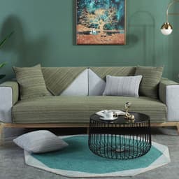 image-Chinese Solid Color Sofa Cushion Cover - Sesame Coffee, Polyester, Universal Size