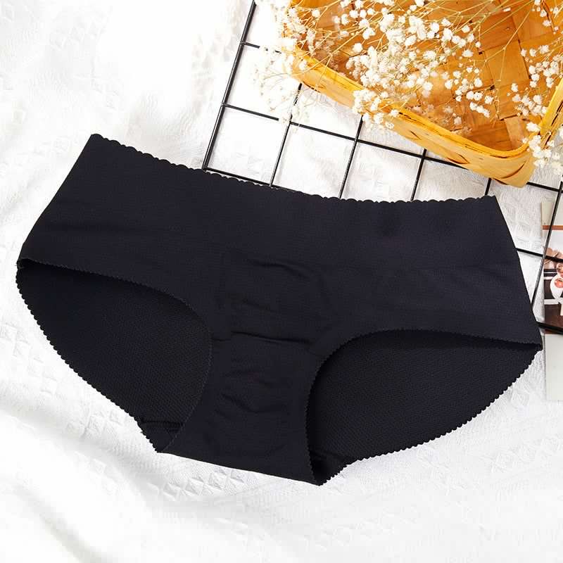 image-Women's Padded Butt Lift Panties - Black Seamless Shaper