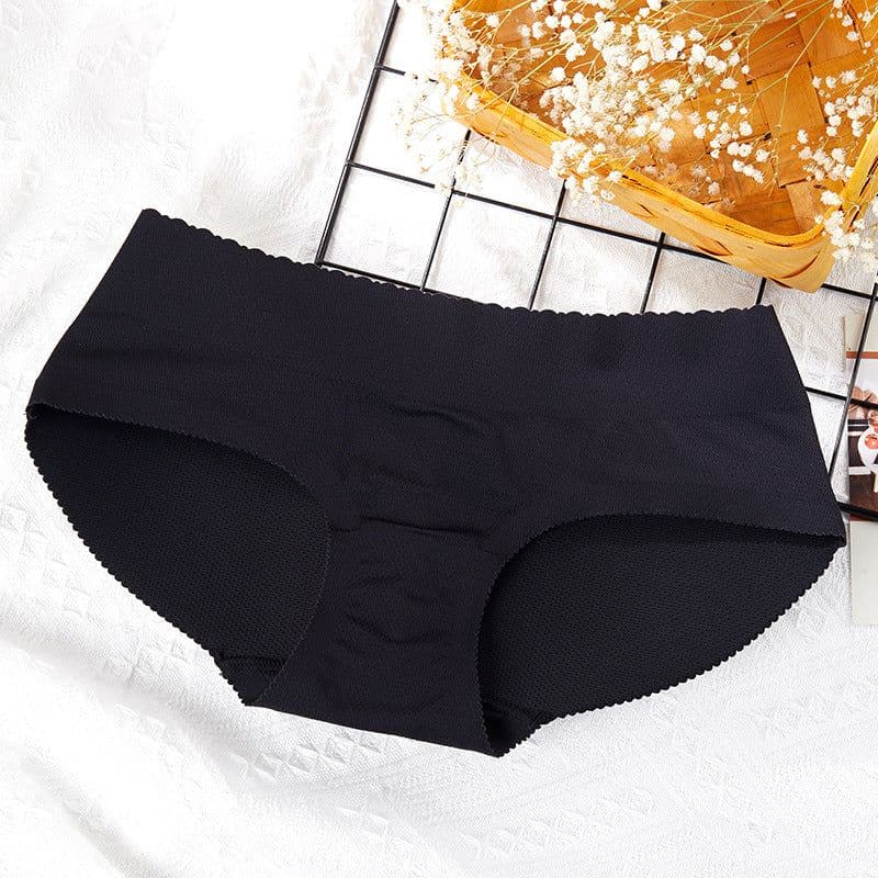 image-Women's Padded Butt Lift Panties - Black Seamless Shaper