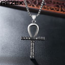 image-Anubis Cross Pendant - Titanium Steel Egyptian Necklace
