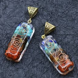 image-Orgonite chakela necklace, crystal semi-precious stone gravel, meditation seven chakra pendant