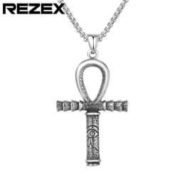 image-Anubis Cross Pendant - Titanium Steel Egyptian Necklace